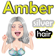 Amber - silver hair - Big sticker