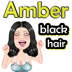 Amber - black hair - Big sticker