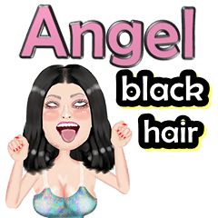 Angel - black hair - Big sticker