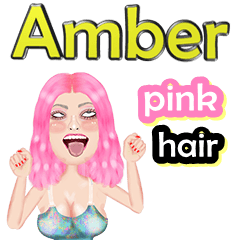 Amber - pink hair - Big sticker