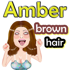 Amber - brown hair - Big sticker