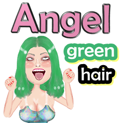 Angel - green hair - Big sticker