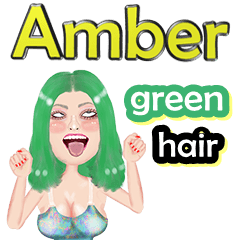 Amber - green hair - Big sticker