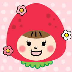 Girl wearing a strawberry hood