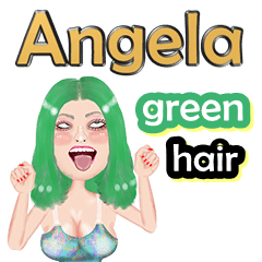 Angela - green  hair - Big sticker