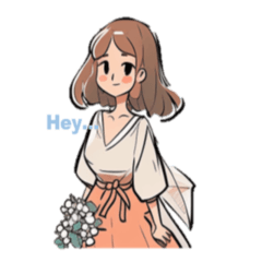 Orange wedding dress girl with flowers