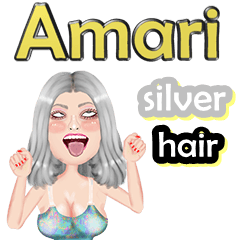 Amari - silver hair - Big sticker