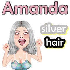 Amanda - silver hair - Big sticker