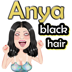 Anya - black hair - Big sticker