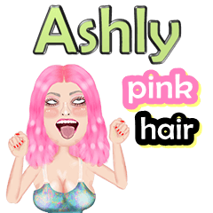 Ashly - pink hair - Big sticker