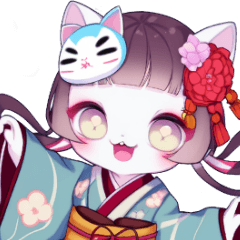 Cheering Kimono Cat