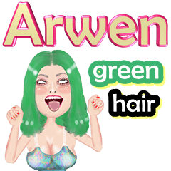 Arwen - green hair - Big sticker