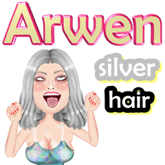 Arwen - silver hair - Big sticker