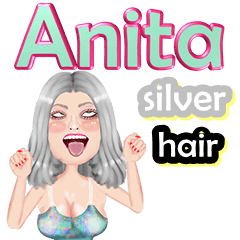 Anita - silver hair - Big sticker