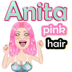 Anita - pink hair - Big sticker