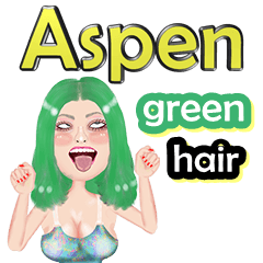 Aspen - green hair - Big sticker