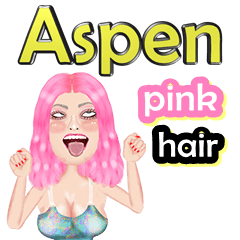 Aspen - pink hair - Big sticker