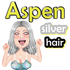 Aspen - silver hair - Big sticker