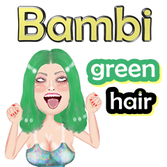 Bambi  - green hair - Big sticker