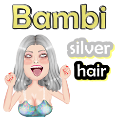 Bambi  - silver hair - Big sticker