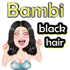 Bambi  - black hair - Big sticker