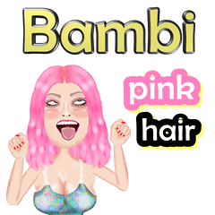 Bambi  -pink hair - Big sticker