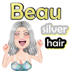 Beau - silver hair - Big sticker