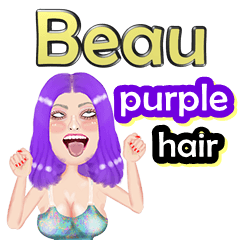 Beau - purple hair - Big sticker