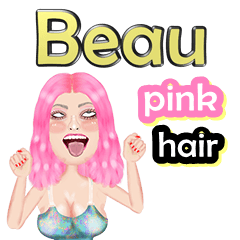 Beau - pink hair - Big sticker