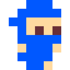 rough pixel art ninja blue