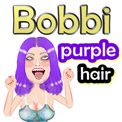 Bobbi - purple hair - Big sticker