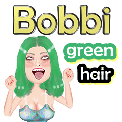 Bobbi - green hair - Big sticker