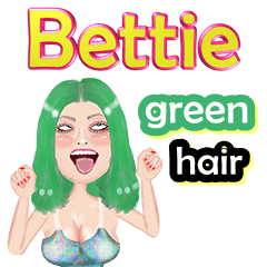 Bettie - green hair - Big sticker