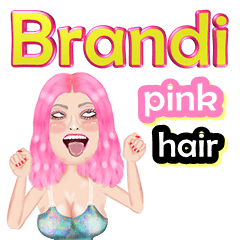 Brandi - pink hair - Big sticker