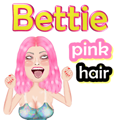 Bettie - pink hair - Big sticker