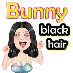 Bunny - black hair - Big sticker