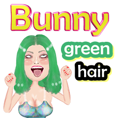 Bunny - green hair - Big sticker