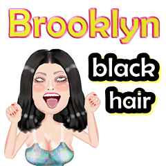 Brooklyn - black hair - Big sticker