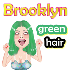 Brooklyn - green hair - Big sticker