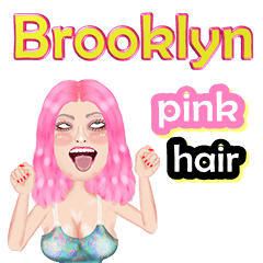 Brooklyn - pink hair - Big sticker