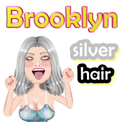 Brooklyn - silver hair - Big sticker