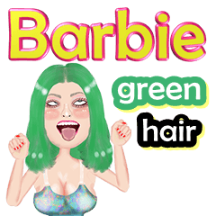 Barbie - green hair - Big sticker