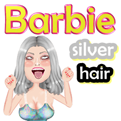 Barbie - silver hair - Big sticker