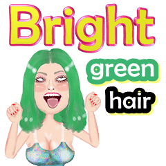 Bright - green hair - Big sticker