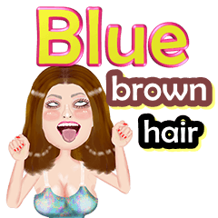 Blue - brown hair - Big sticker