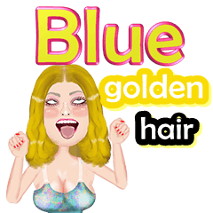 Blue - golden hair - Big sticker