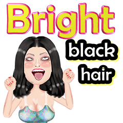 Bright - black hair - Big sticker