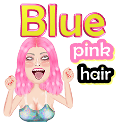 Blue - pink hair - Big sticker