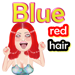 Blue - red hair - Big sticker