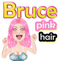 Bruce - pink hair - Big sticker